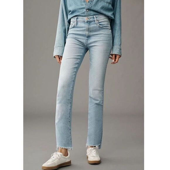 NWT Mother Insider Crop Step Fray Hem Limited Edition Light Denim Straight Jeans - Picture 14 of 16